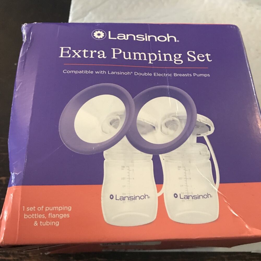 Lansinoh Extra Pumping Set Clear Purple for Double Electric Breast Pumps